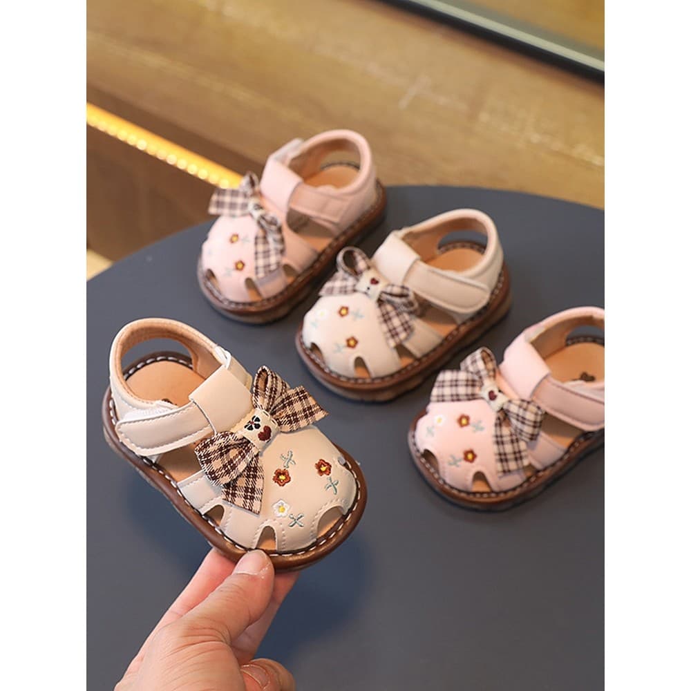 Bebê bebê antiderrapante sapatos da criança verão bebê menina princesa bonito chamando sapatos Velcro menina arco sandál