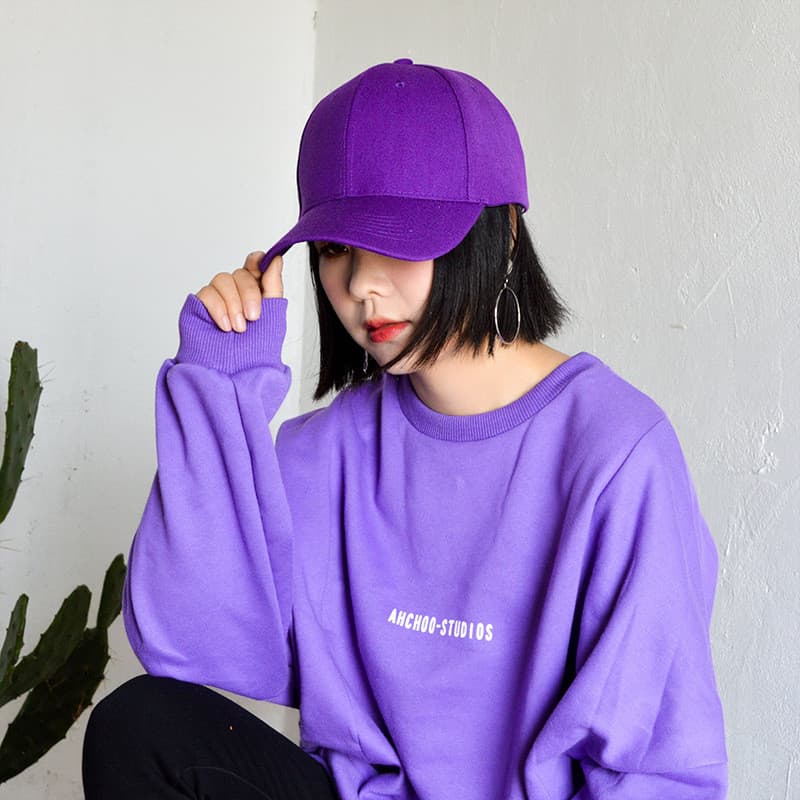 Estilo europeu americano ins roxo boné feminino 2020 novo estilo outono masculino versão coreana Casual All-Match chapéu