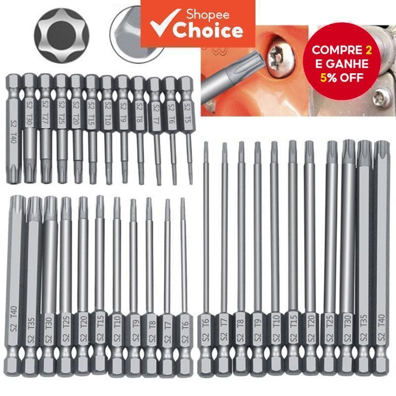 Um Conjunto De Bits De Acionamento Estrela Oca , 11-12 Peças Suporte Magnético T5-T40 Em Comprimentos De 50-100mm Para R