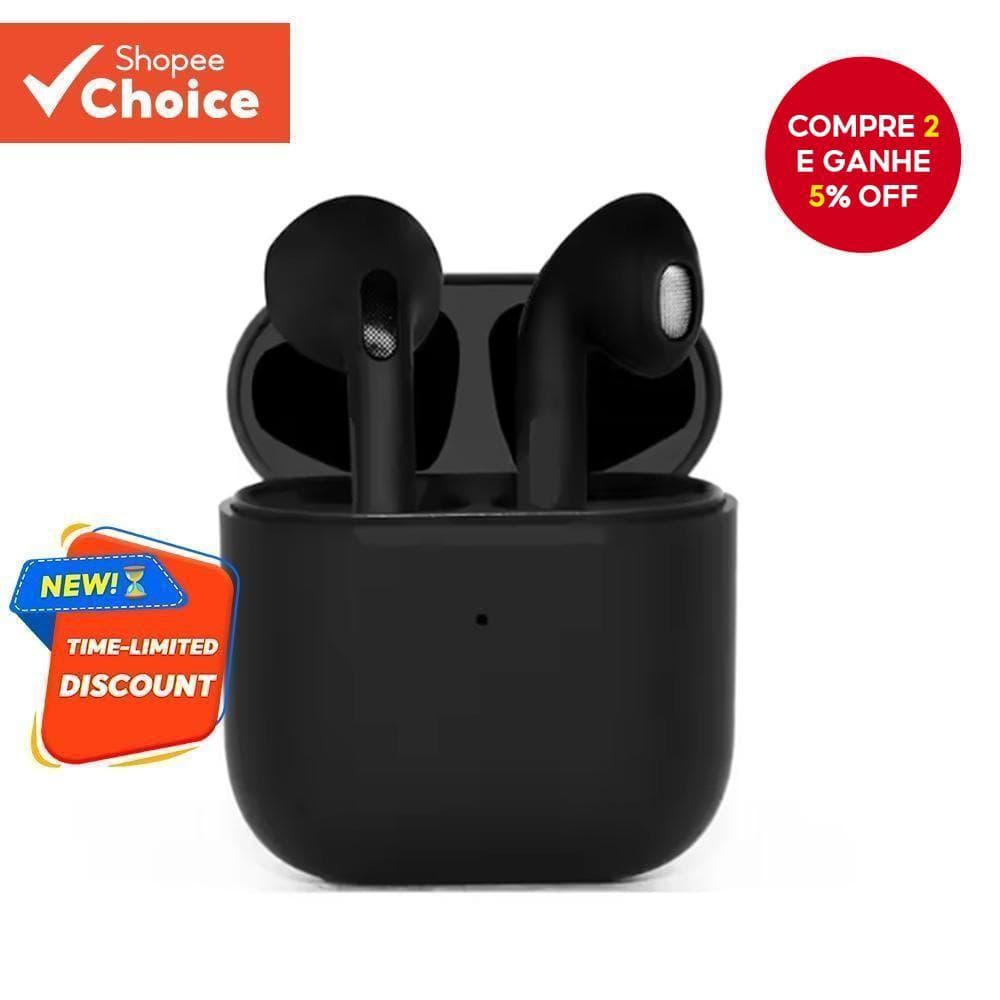 Pro4 TWS Fones De Ouvido Bluetooth 9D Estéreo Sem Fio Intra-Auriculares HiFi Fone Viva-Voz