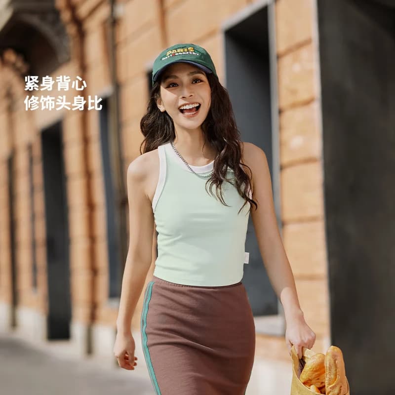 Li Ning Colete Feminino 2024 Novo Estilo Esportes Moda Série Primavera Top Apertado AVSU492