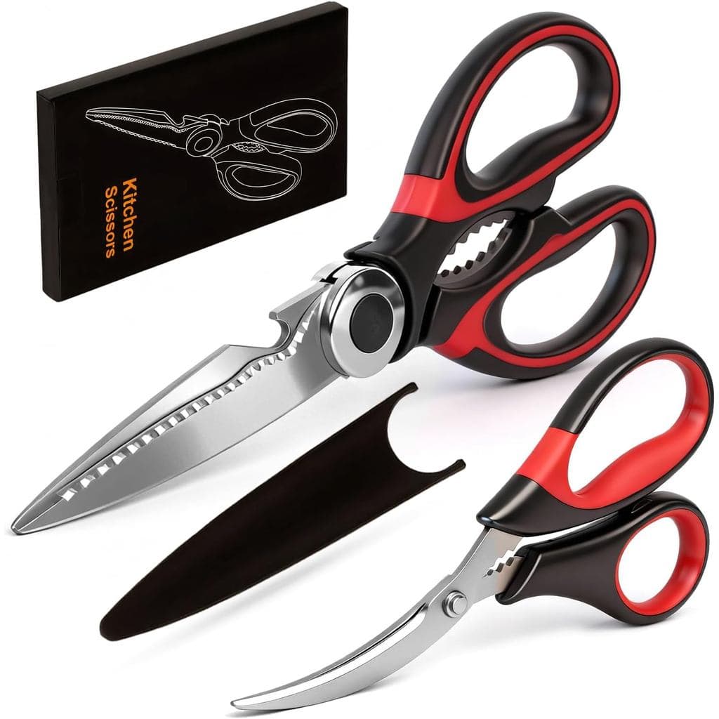 Conjunto de 2 Tesouras de Cozinha, Tesouras de Cozinha de Alta Resistência, Tesouras de Aço Inoxidável Afiadas para Cort