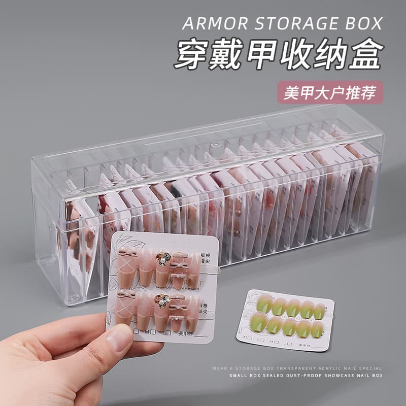 Caixa de armazenamento de unhas Wearable Display Manicure High-End transparente Anti-poeira arrumado caixa de embalagem