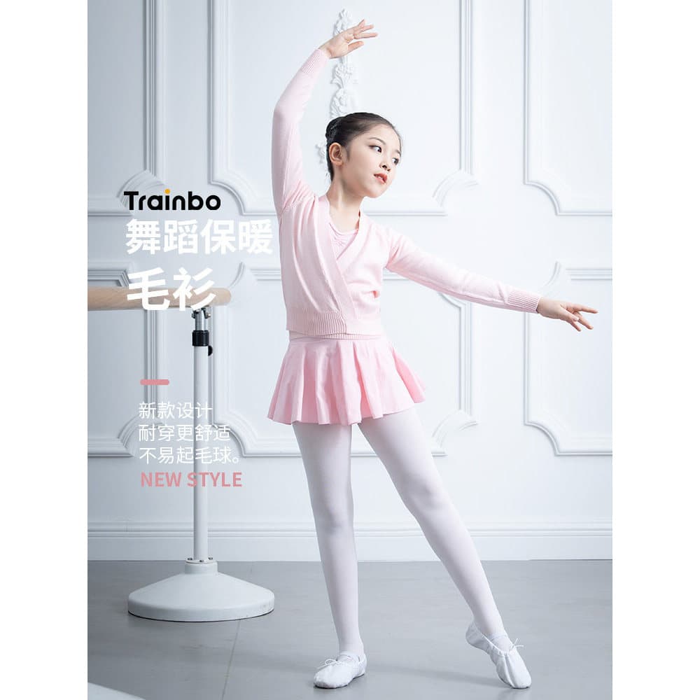 Cardigã de dança infantil, jaqueta com cadarço, outono inverno, manga comprida, xale, meninas, quente, balé, roupas de p