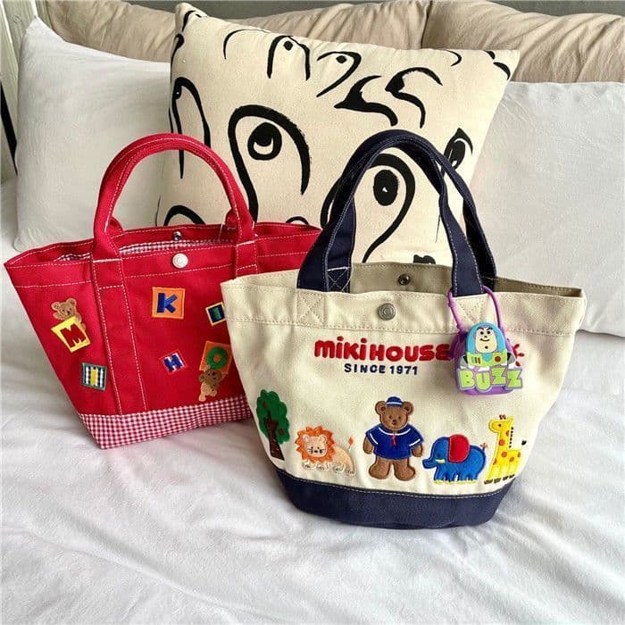 Japonês miki novo estilo bolsa de lona dos desenhos animados bordado Animal carta bolsa almoço saco mamãe bolsa