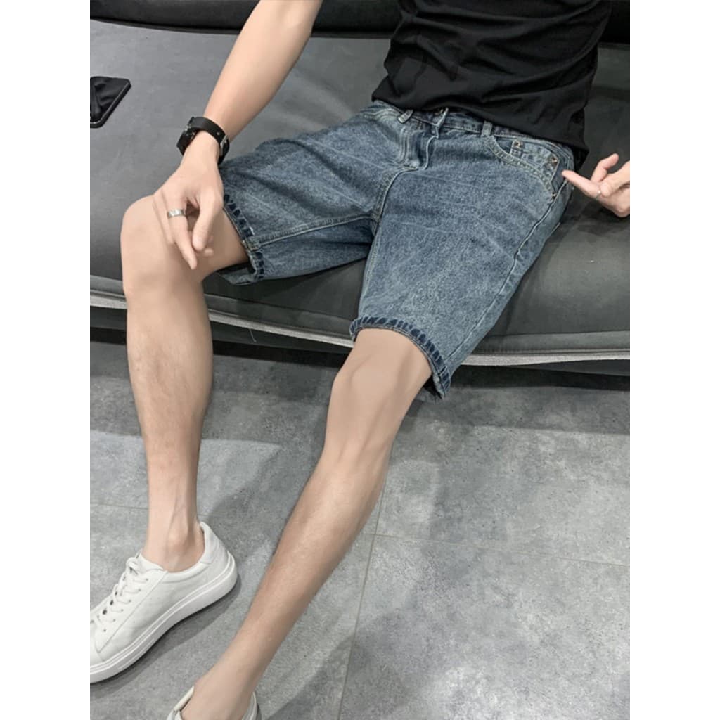 Shorts jeans masculino 2024 verão solto em linha reta na moda calças casuais calças médias verão wear Street wear All-Ma