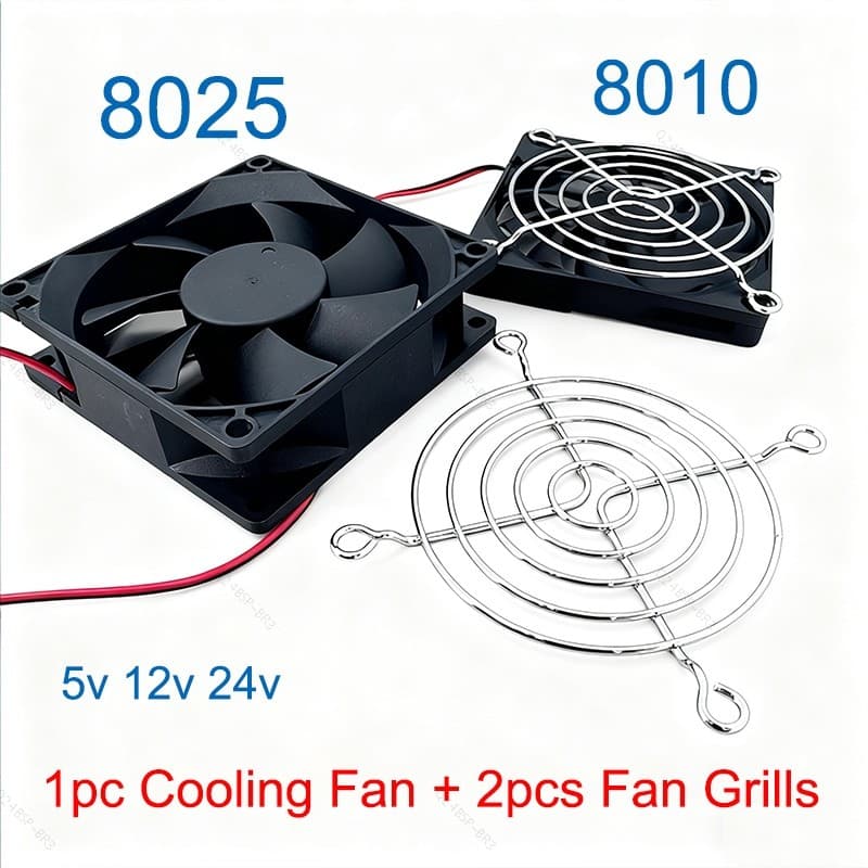 Ventilador De Refrigeração Com Grades De 80mm 5V 12V 24V 8010 8025 DC Sem Escova Para Computador mini BR24B3 BR24B3