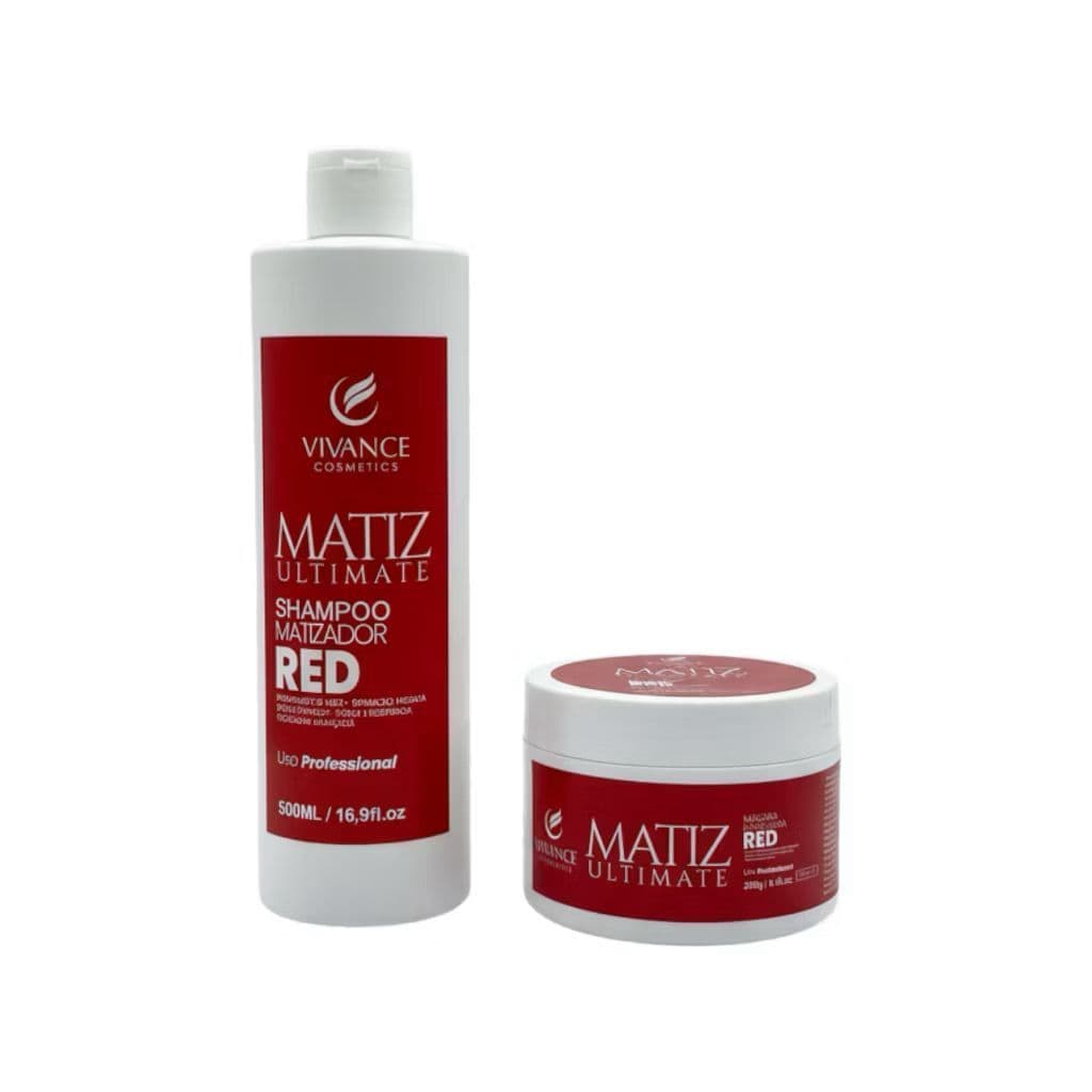 Kit Cabelos Red Shampoo Matizador Tonalizante 300ml + Máscara Matizadora Tonalizante 250g  - Vivance Cosmétics