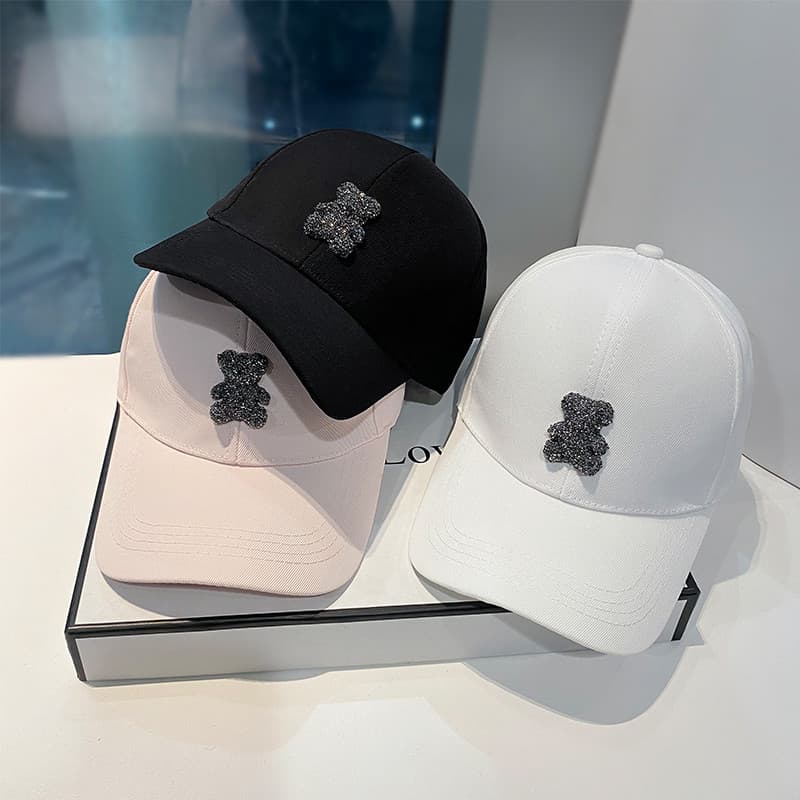 Coreia coreia ins na moda strass urso chapéu de beisebol feminino primavera verão moda All-Match influenciador boné de p