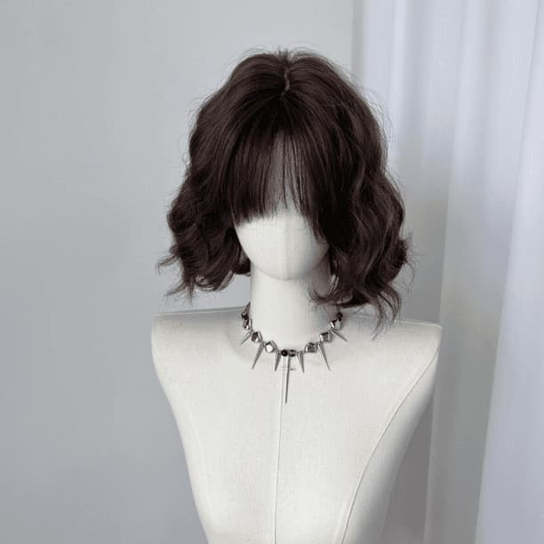 Peruca japonesa bidimensional cabelo curto Lolita rolo de lã fofo influenciador diário Natural Qi franja rolo de ovo