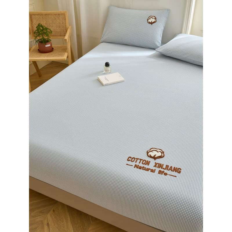 2025 Novo estilo de algodão tingido com fio de algodão puro lavado toalha de cama bordado lençol de peça única lençol to