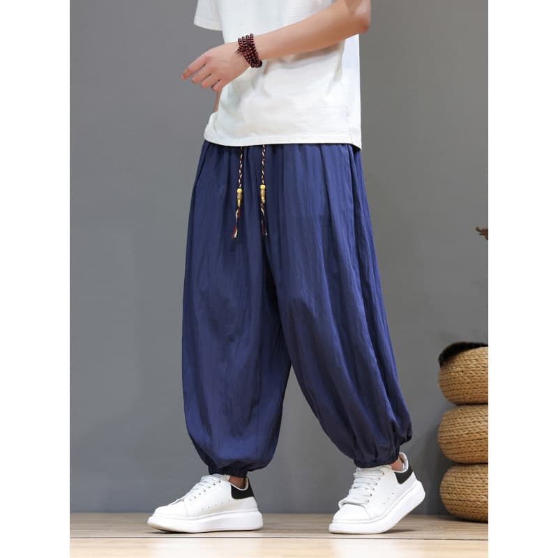 Verão leve Bloomers masculino estilo chinês Leggings casuais perna larga Harem calças soltas tamanho grande novo estilo