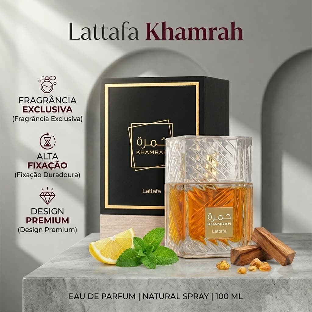 Lattafa Khamrah 100ml EDP – Perfume Unissex Intenso | Luxo e Longa Duração | Original