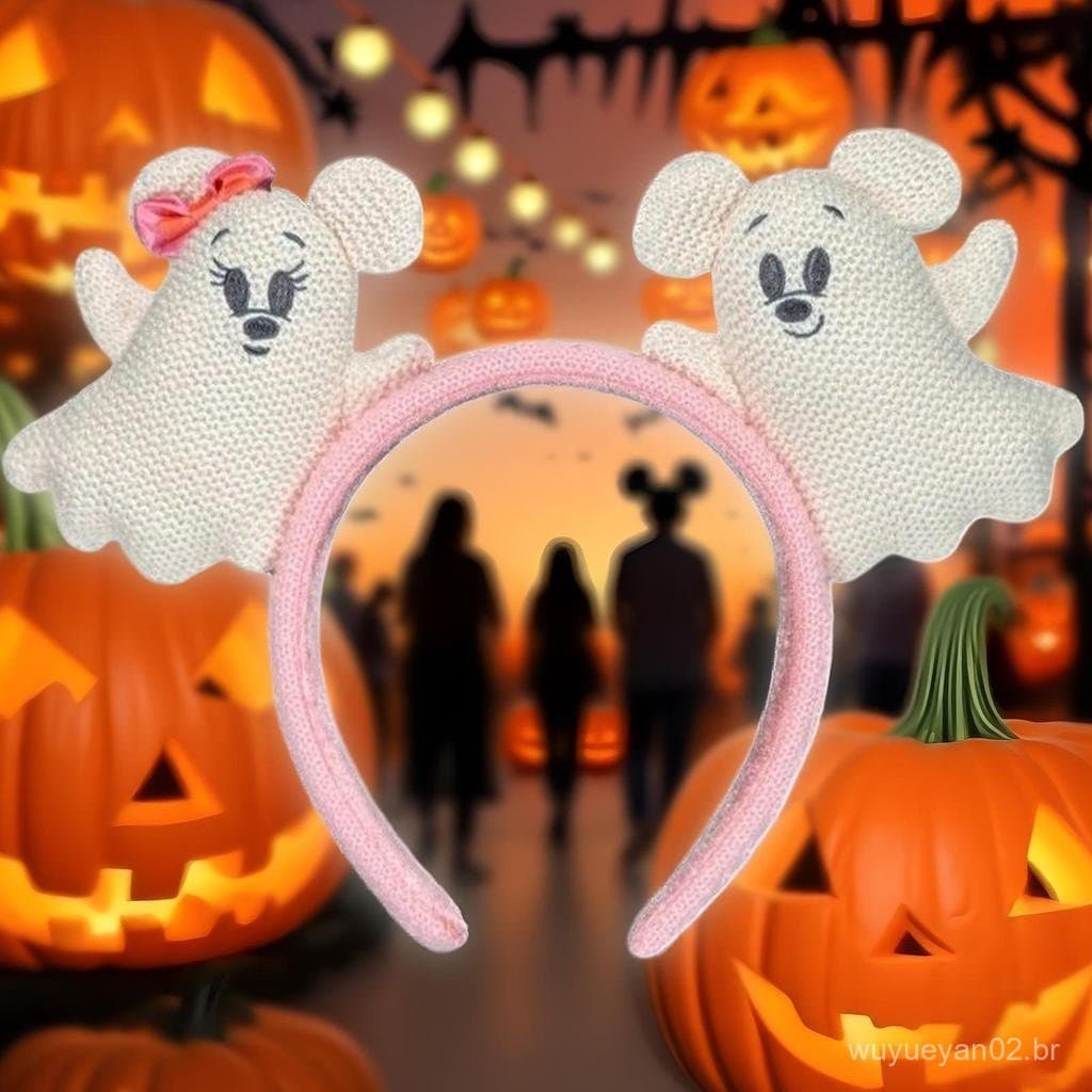 Halloween Cosplay Serie Fantasma Mickey E Minnie Mouse Orelha Bandana hairbands 2025 Disneyland Festa Foto Acessórios cs