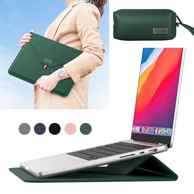 Mochila para notebook de alta qualidade, couro, 13 a 16 polegadas, com suporte e bolsa para carregador