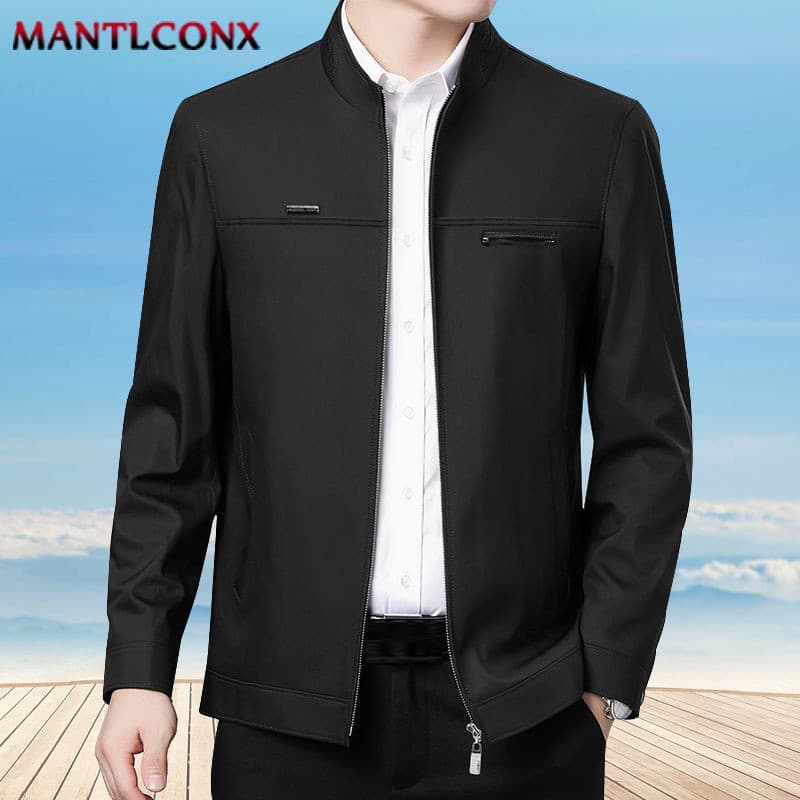 Jaqueta masculina de negócios sólida, casaco masculino com zíper tamanho grande, roupa casual, jaqueta formal masculina