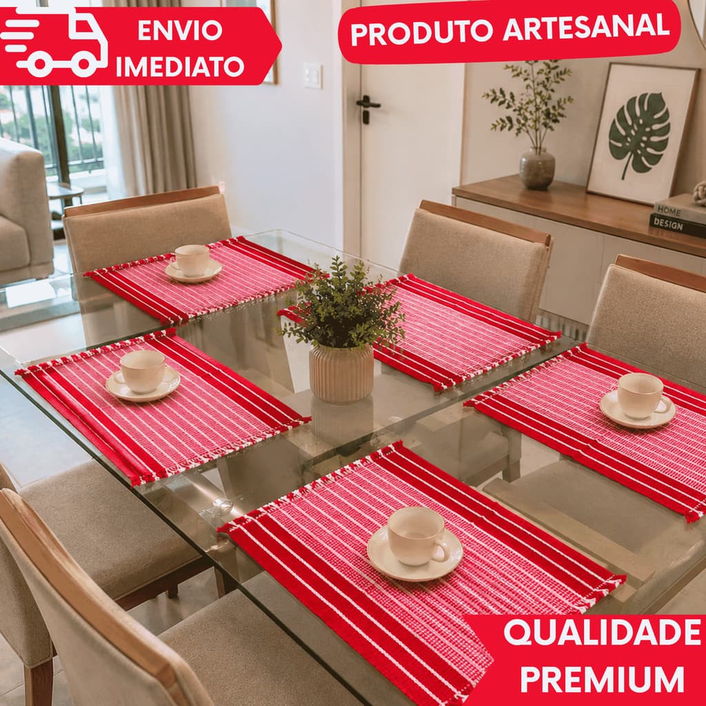 KIT JOGO AMERICANO MESA POSTA 100% ALGODÃO