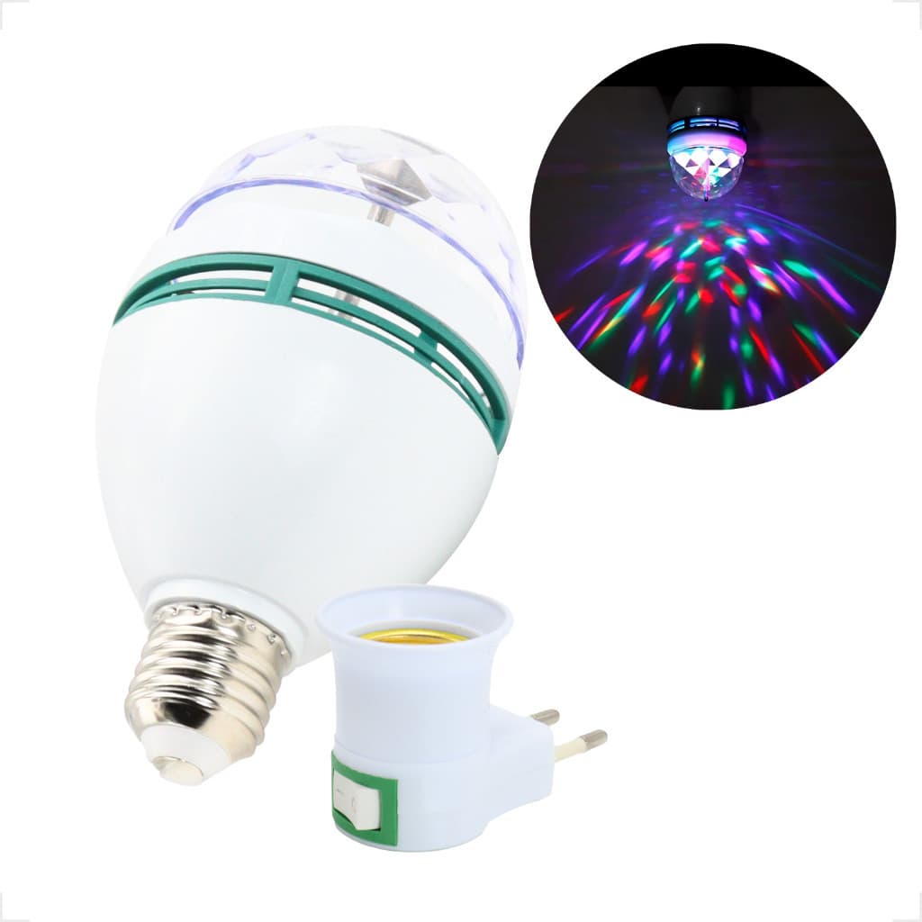 Lâmpada LED RGB Giratória Bivolt Globo Luz Colorida