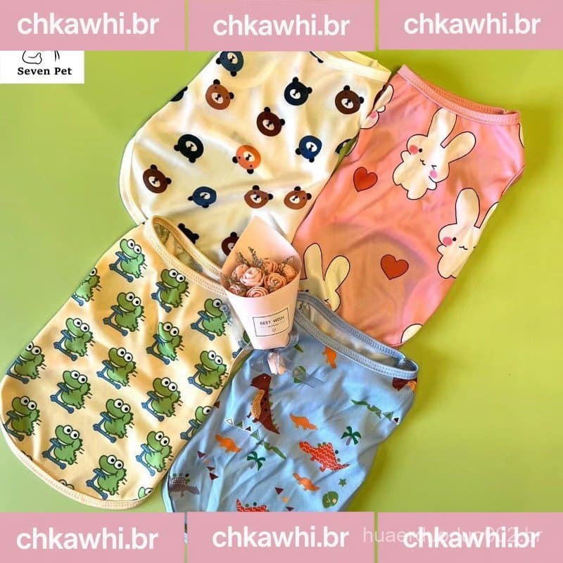 Roupas Para Cães Fofos De Sete Tapetes Grandes Colete Respirável Camiseta Macia Gatos Cachorros XS-6XL