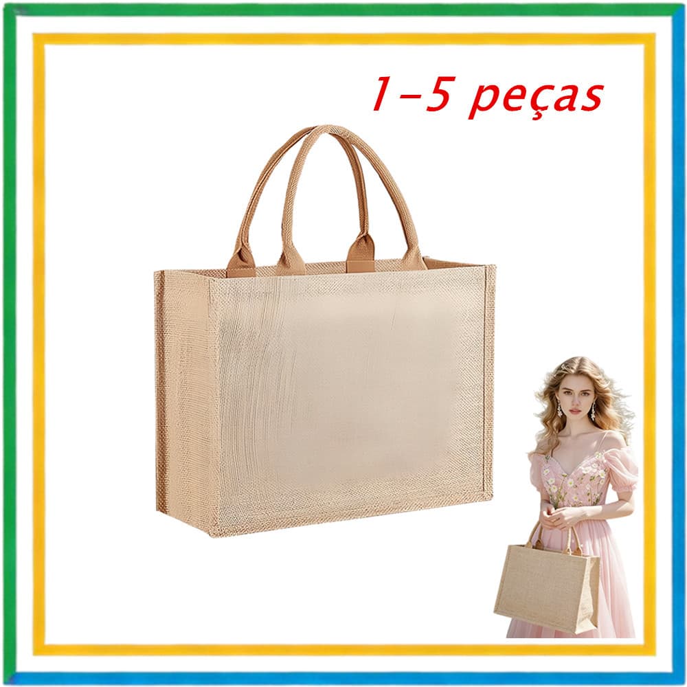 Bolsa de linho feminina, bolsa de praia grande de tecido, bolsa de presente de festa de viagem ecológica, 1-5 peças