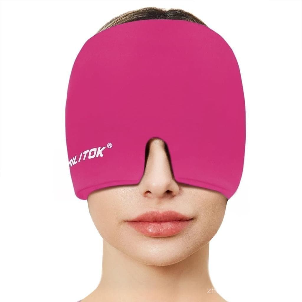 EXQUISLIFE Touca para Alívio de Enxaqueca, Envoltório de Gel Frio para a Cabeça, Terapia Quente e Fria, Máscara para Olh