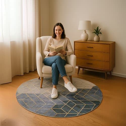 Tapete circular veludo antiderrapante sala quarto escritório decoração elegante