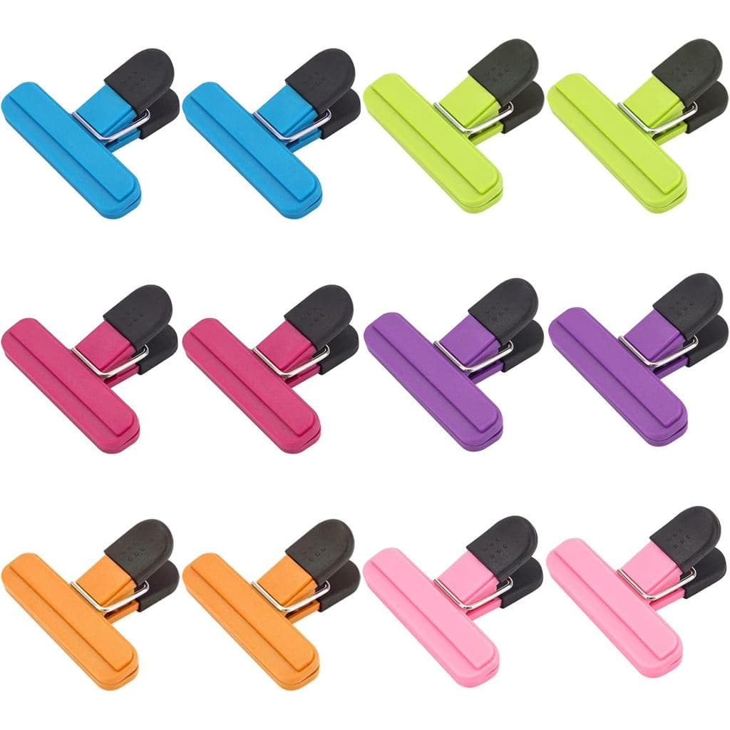 Clipes para alimentos, conjunto de 12 clipes para alimentos, clipes para sacos de lanches, clipes de vedação de plástico