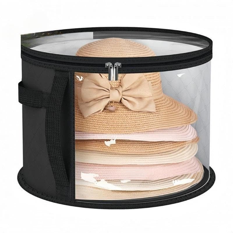 Bolsa Portátil e Dobrável para Armazenamento de Chapéus |         Com zíper |         Design de janela frontal ampla |