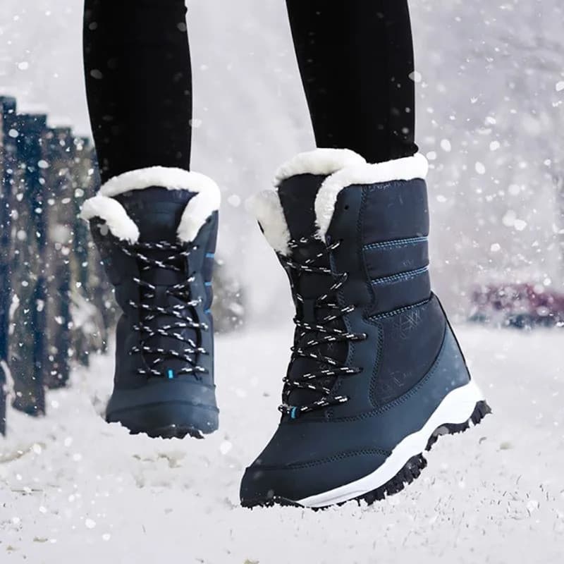 Botas Femininas Impermeáveis de Salto para o Inverno 2026, Botas de Plataforma Tren, Botas de Cano Curto que Mantêm o Ca