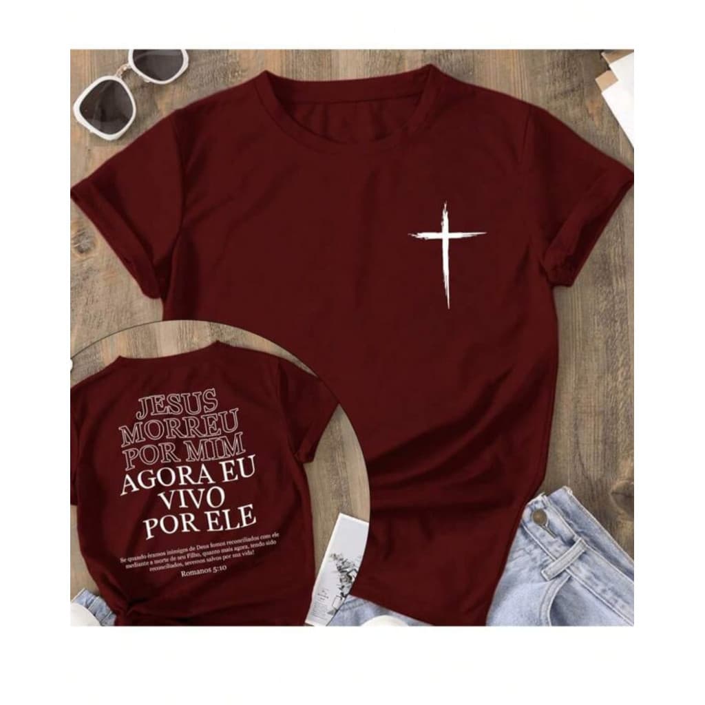 Camiseta Cristã Religiosa Não Vivo Mais eu Mas Cristo vive em mim Estilosa Aesthetic Streetwear