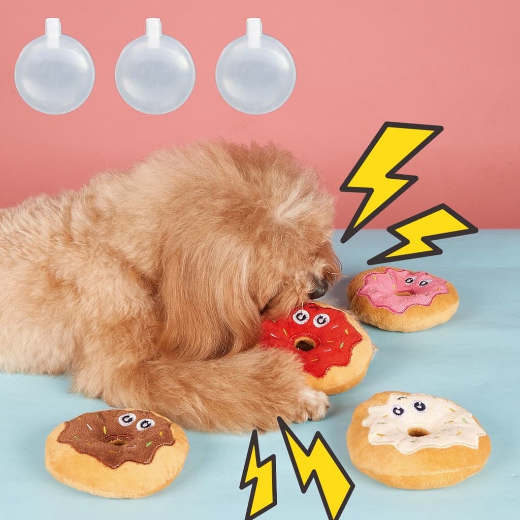 Novo brinquedo Donut para cachorro, voz resistente à mordida, contém bb latindo, auto-feliz, alívio do tédio, brinquedo