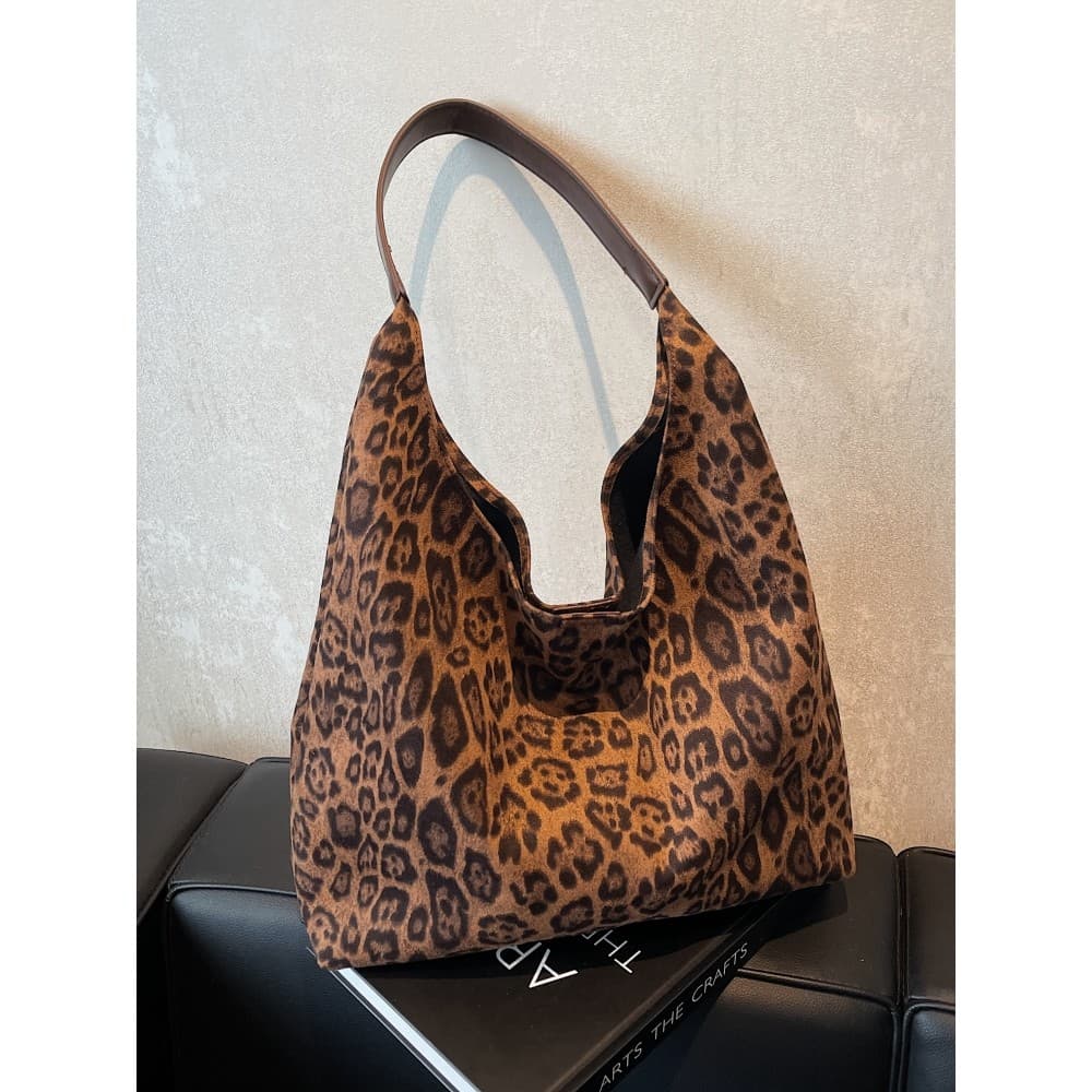 Bolsa de impressão de leopardo feminina grande capacidade 2024 novo estilo outono inverno Casual saco de compras de um o