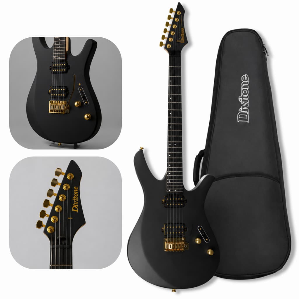 Guitarra Elétrica Divitone Smart Com Efeitos Embutidos DSG-10 Nebulla Fade Preta Com Bag Profissional