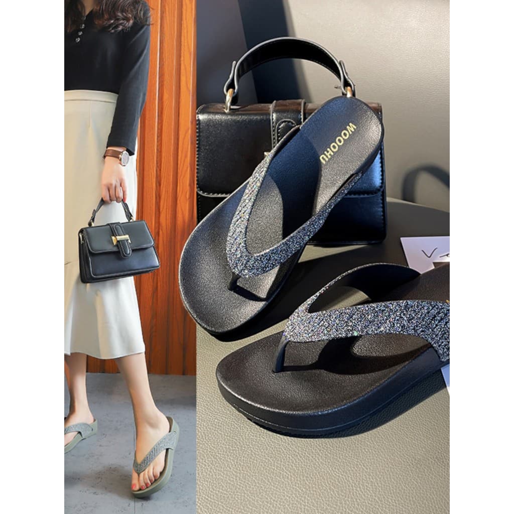Influenciador banheiro antiderrapante anti-odor moda praia férias aumentando flip-flops feminino estilo verão exterior u