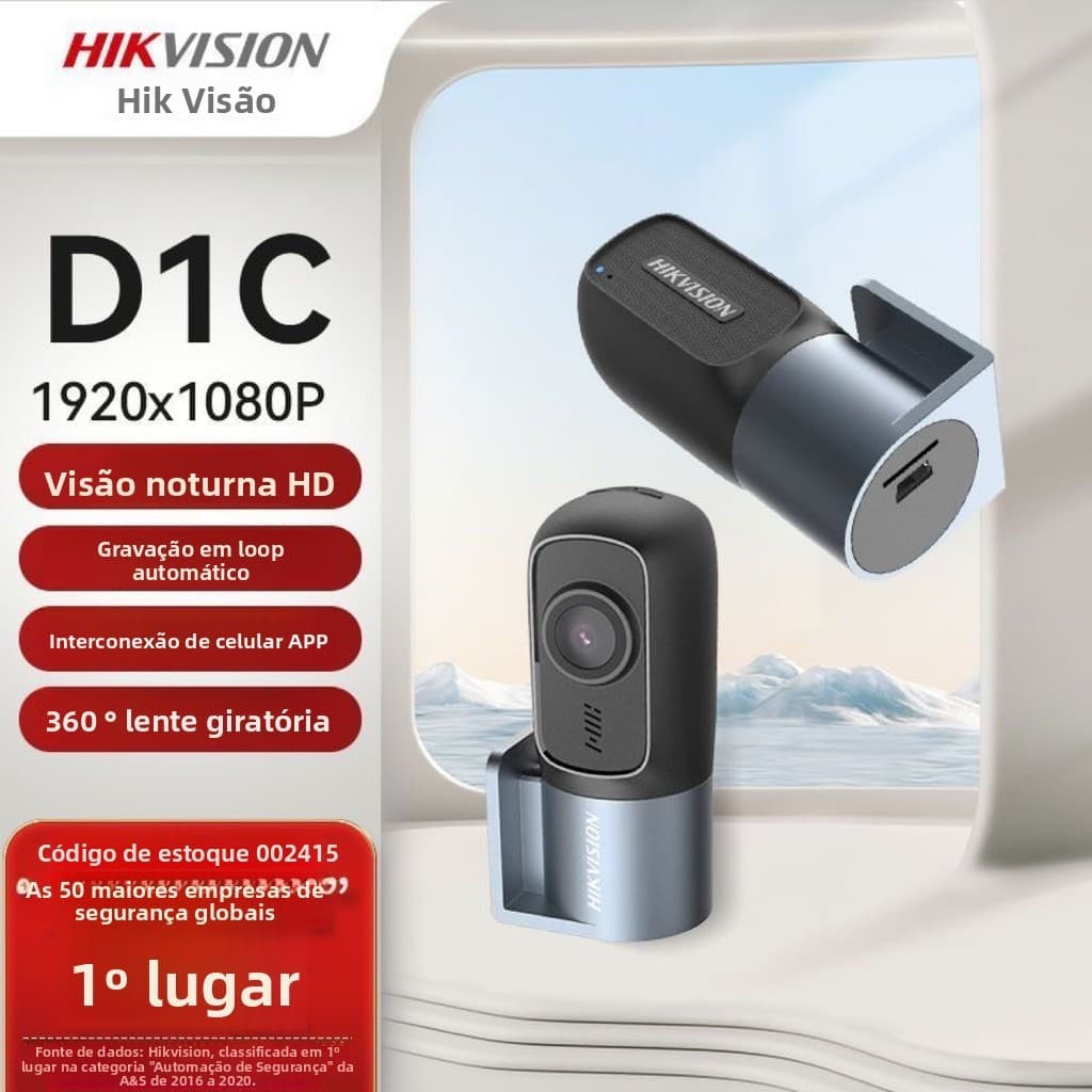 Câmera automotiva Hikvision D1C 1080P, equipada com função de monitoramento de estacionamento, câmera rotativa de 360 gr