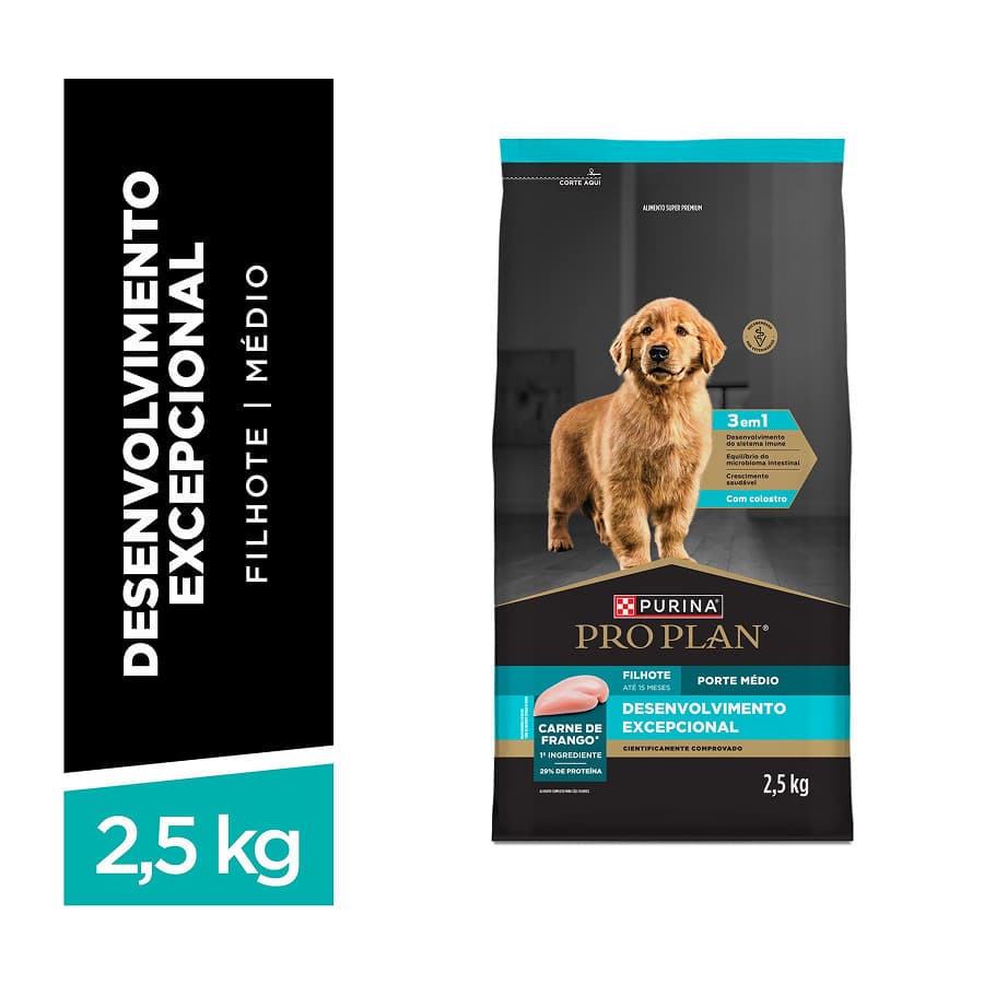 Ração Pro Plan Purina Frango Filhotes Raças Médias 2,5kg