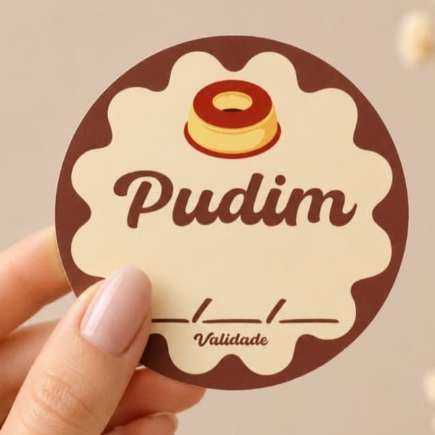 Etiqueta Adesiva Pudim com Validade 4cm | Confeitaria, Doces, Sobremesas, Embalagens para Venda