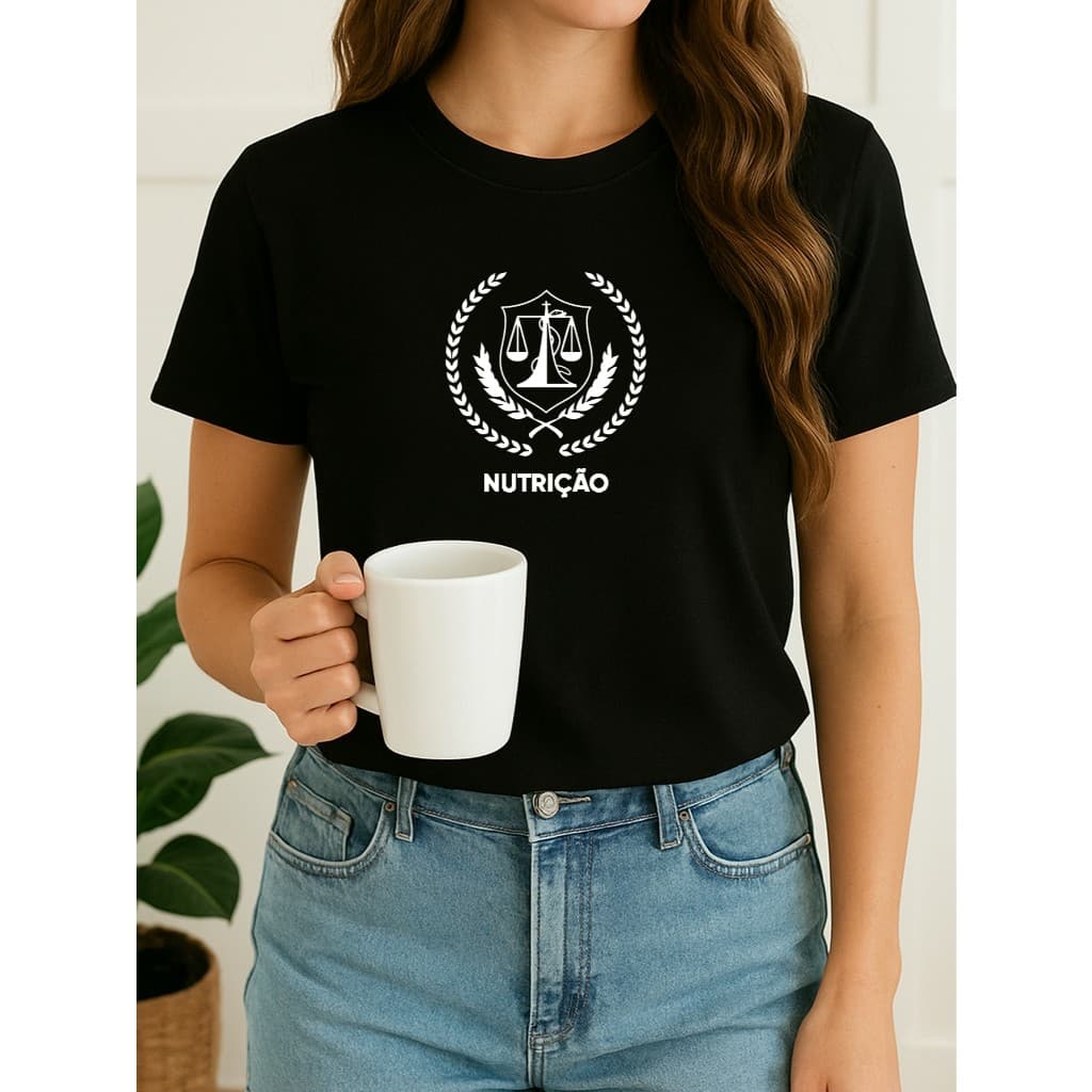 Camiseta Feminina Nutrição Símbolo Nutricionista Faculdade 100% Algodão Varias Cores