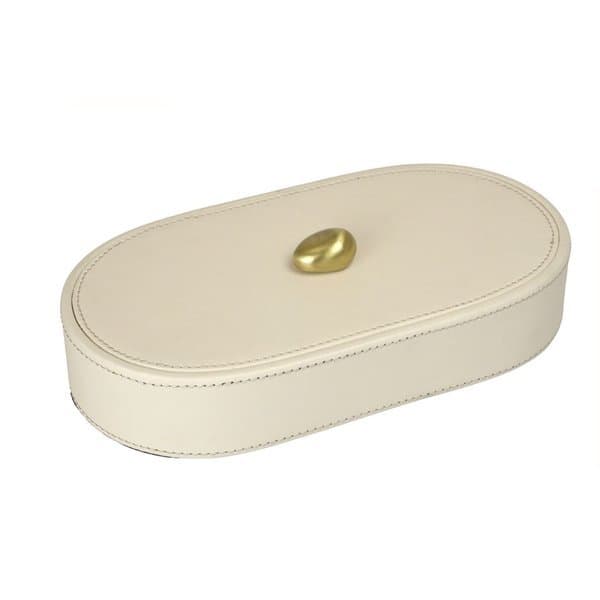 Caixa Decorativa Off White Com Dourado 29x7x15cm