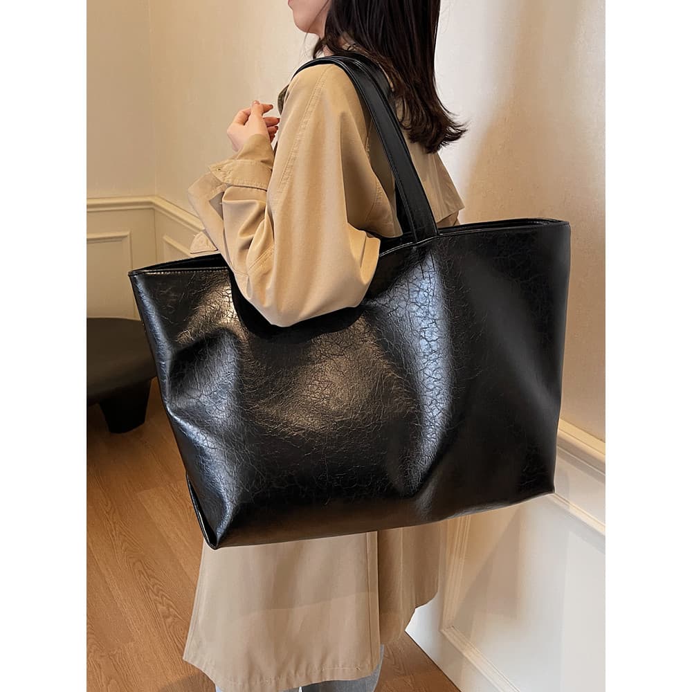 Textura bolsa feminina de grande capacidade 2025 primavera novo estilo simples All-Match Casual saco de compras bolsa ni