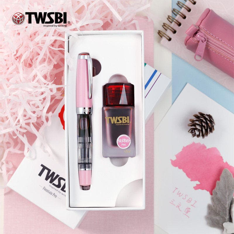[Coleção limitada] Twsbi Sanwentang Primavera Flor de Cerejeira Pó Caneta tinteiro Conjunto de tinta 580mini Limited Gir