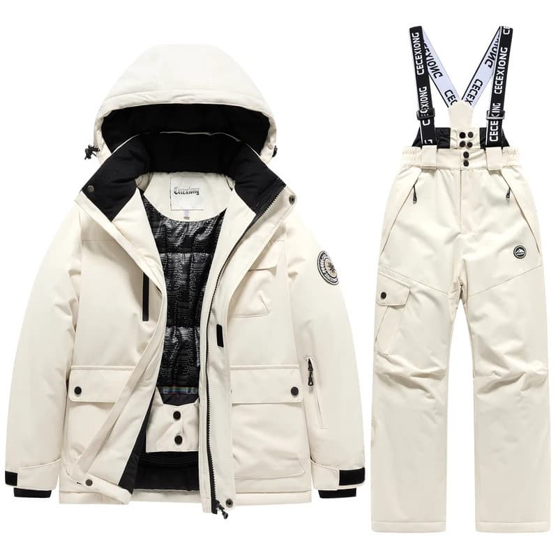 Conjunto de 2 peças de casaco e calças de esqui infantil para o inverno, quente e impermeável, para meninos e meninas, p