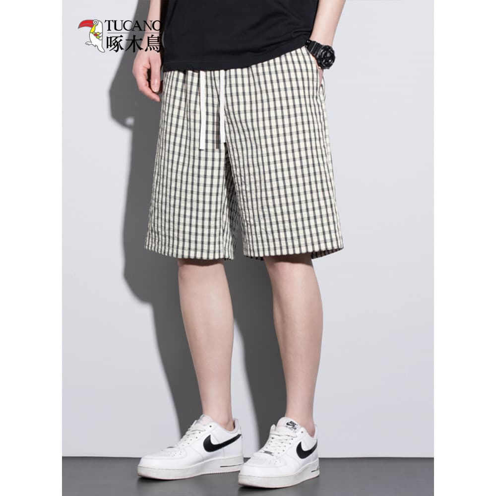 Woodpecker verão calças cortadas masculinas soltas calças casuais esportes ao ar livre Street Wear 5 pontos Shorts calça