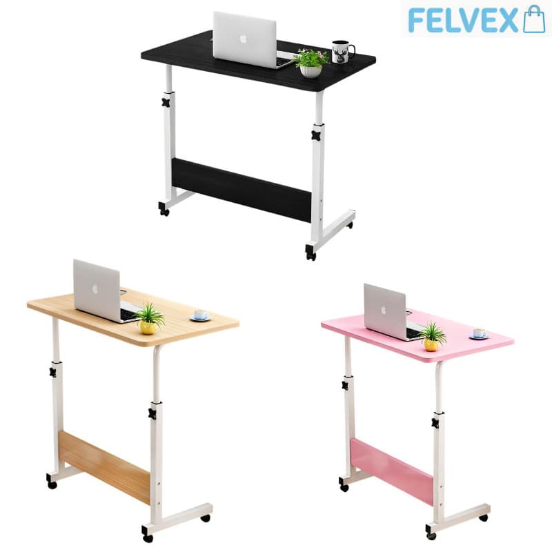 [FEL] Mesa Lateral Regulável em Altura 60x40cm com Rodízios, Ideal para Trabalhar ou Estudar na Cama