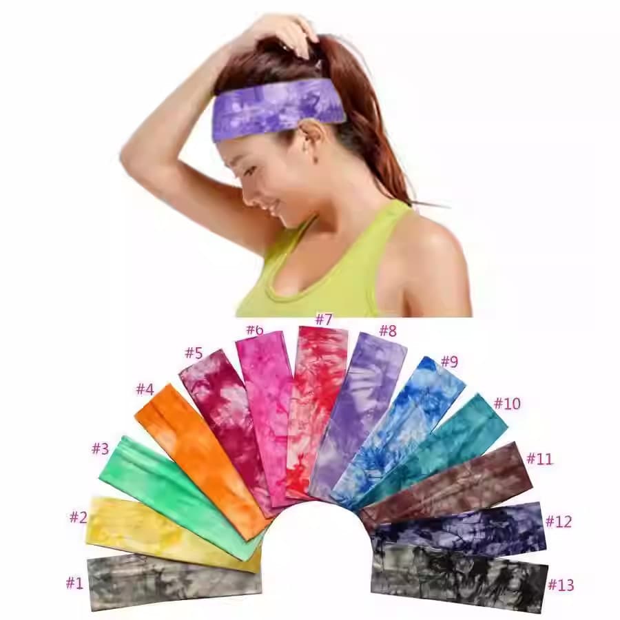 Tie-Dye bandana Nepal estilo étnico bandana de aba larga feminino Hippie bandana esportes antitranspirante Headwear capa