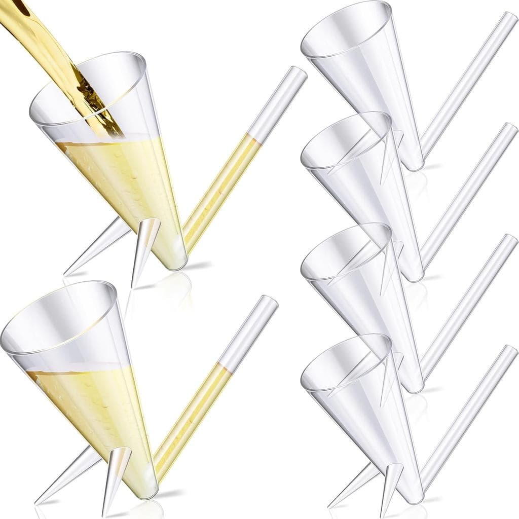 Gerrii 6 Peças de Copos de Champanhe Transparentes com Suporte, Copos de Acrílico Reutilizáveis e Inquebráveis para Fest