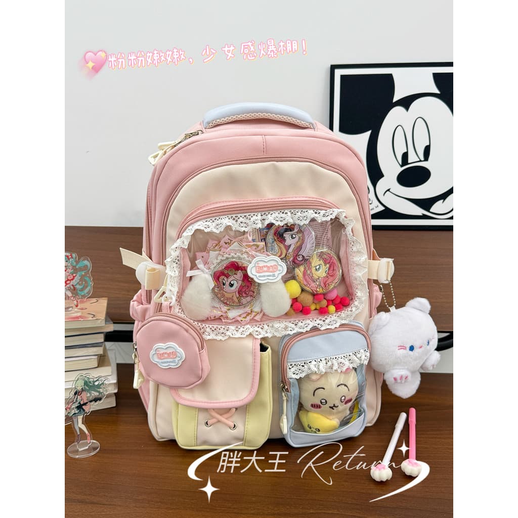 Bonito menina princesa mochila estudantes do ensino médio grande capacidade computador mochila dopamina contraste cor do