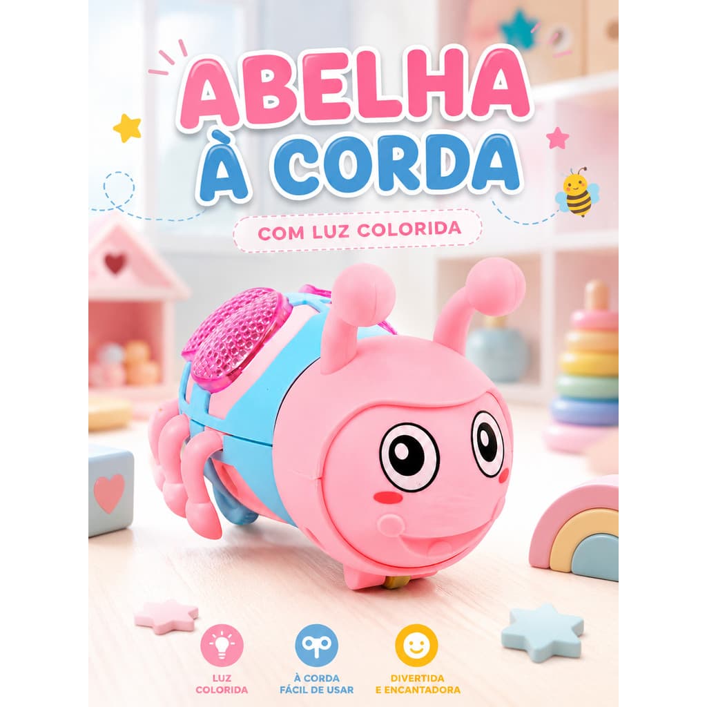 Abelhinha De Brinquedo Infantil Com Luz E Corda Colorida Unidade