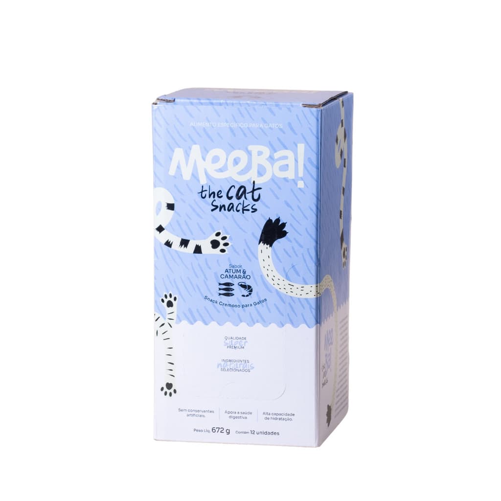 Display Petisco Úmido para Gatos Hidratação 48 Sachê Snack Natural Super Premium Atum e Camarão