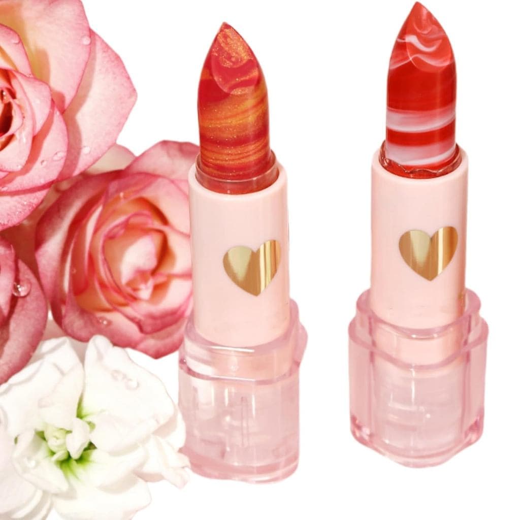 Batom Matte em 2 Cores, Batom Rosa Mármore Hidratante com Acabamento Cremoso de Alto Brilho, Batom Brilhante e Hidratant